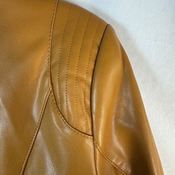 Colleen Lopez Women's Faux Leather Jacket Cinnamon, Size M - Picture 9 of 11